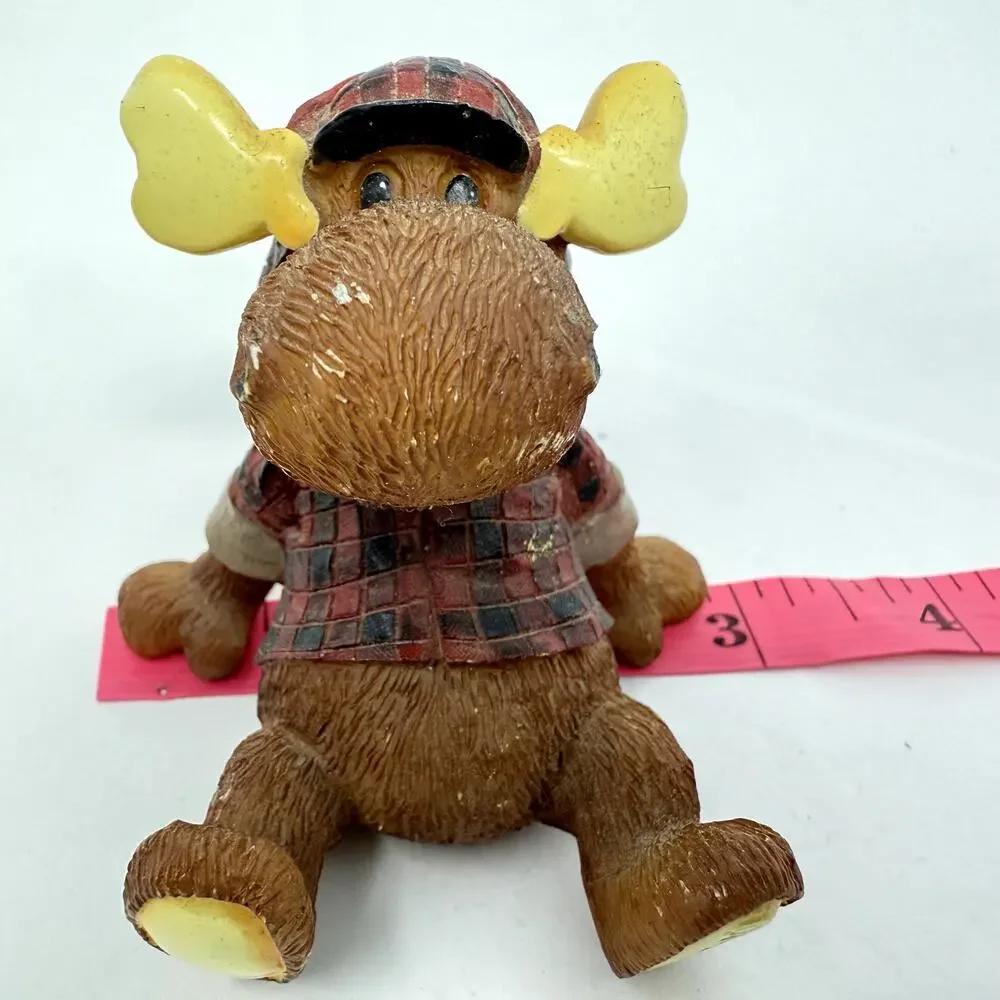 Vintage Larry-Bo Moose Figurines Pair Rustic Cabin Lodge Decor Resin 1990s